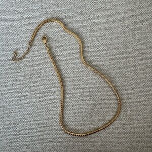 Gold Tone Herringbone Chain Necklace